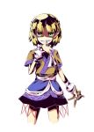  biting blonde_hair doll green_eyes mizuhashi_parsee pointy_ears short_hair thumb_biting touhou voodoo_doll 