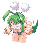  angry cleavage earrings fairy green_hair la_pucelle nippon_ichi nomura_ryouji pantyhose 