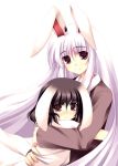  bunny_ears hug inaba_tewi lavender_hair rabbit_ears reisen_udongein_inaba tateha_(artist) tears touhou 