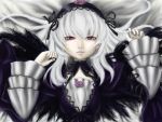  frills hairband highres long_hair neoste pink_eyes rozen_maiden silver_hair suigintou wings 