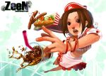  :o bob_cut bracelet brown_hair drink drinking_glass food frills hat hot_dog ice jewelry ketchup open_mouth pickle red_eyes redhead short_hair solo spill straw striped surprised tomato uniform waitress zeen84 