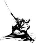  action bandages high_contrast katana male mohomen monochrome rurouni_kenshin samurai shishio_makoto solo sword weapon 