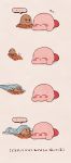  ... blanket blush closed_eyes diglett drooling gurumi_mami highres kirby kirby_(series) lying no_humans on_stomach open_mouth pokemon pokemon_(creature) text thought_bubble tired translation_request 