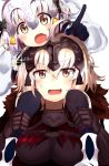  2girls absurdres blush excited fate_(series) highres jeanne_alter jeanne_alter_(santa_lily)_(fate) multiple_girls ruler_(fate/apocrypha) sparkle white_hair yellow_eyes 