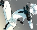  androgynous antarcticite black_gloves black_neckwear gloves houseki_no_kuni kinrui_(orangestars_9) necktie shirt short_hair short_sleeves shorts solo uniform white_hair white_shirt 