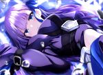  1girl belt blue_eyes bubble fate/extra fate/extra_ccc fate_(series) fuu_(fuore) hair_ribbon highres long_hair meltlilith open_mouth purple_hair ribbon sleeves_past_wrists solo water 