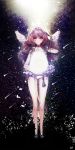  1girl brown_hair egg full_body hairband highres ini_(millabi21) long_hair looking_at_viewer original red_neckwear skirt standing wings 