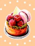  cake food fruit macaron no_humans plate raspberry stellarsi 