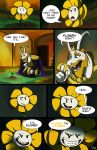  1boy artist_signature asgore_dreemurr beard comic commentary english evil_grin evil_smile facial_hair flower flowey_(undertale) grin lynxgriffin monster_boy smile spoilers sweatdrop throne_room undertale 