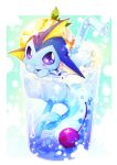  :3 azuma_minatsu blue blush cherry closed_mouth commentary_request cup drinking_glass drinking_straw food fruit looking_at_viewer pokemon solo sparkling_eyes vaporeon violet_eyes 