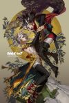  2girls black_hair blackbird carciphona floral_print highres multiple_girls official_art shilin veloce_visrin white_hair 