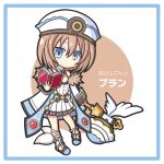  1girl bare_shoulders blanc blue_eyes blush book brown_hair chagama_(tyagama0927) chibi hammer hat highres looking_at_viewer neptune_(series) revision short_hair solo 