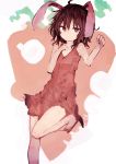  1girl absurdres animal_ears bare_legs brown_hair dress hand_on_own_chest highres inaba_tewi kaamin_(mariarose753) rabbit_ears red_eyes short_hair solo touhou 