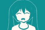  1girl green_hair hatsune_miku kirari open_mouth simple_background twintails vocaloid 