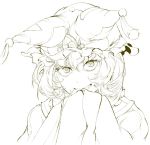  1girl bangs eyelashes hair_between_eyes hat hiyuu_(flying_bear) long_sleeves looking_at_viewer pillow_hat short_hair sketch slit_pupils solo touhou wide_sleeves yakumo_ran 