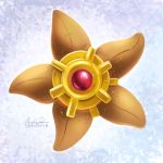  blue_background eric_proctor facing_viewer full_body gem no_humans pokemon pokemon_(creature) shiny signature solo staryu 