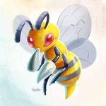  antennae beedrill eric_proctor full_body looking_at_viewer no_humans pokemon pokemon_(creature) red_eyes signature solo wings 
