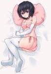  ass bangs blush bow bow_bra bra breasts cleavage debutya_aki elbow_gloves eyebrows_visible_through_hair frown full_body gloves lace lace-trimmed_bra lace-trimmed_panties lying medium_breasts mouth_hold nagami_tomoko on_bed on_side panties pink_bra pink_panties pink_pillow ribbon-trimmed_legwear ribbon_trim saki shinohayu_the_dawn_of_age short_hair side-tie_panties sweat thigh-highs toothpick underwear underwear_only white_gloves white_legwear 