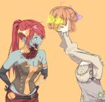  2girls blood blood_on_face blood_splatter blue_skin chickenonrice commentary_request halloween halloween_costume head_removed headless jack-o&#039;-lantern multiple_girls penny_polendina pumpkin pyrrha_nikos rwby zombie 