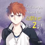  1boy collarbone commentary_request countdown emiya_shirou fate/stay_night fate_(series) highres looking_at_viewer raglan_sleeves redhead short_hair solo taa_(acid) upper_body 