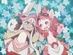  :3 :d animal_ears breasts hand_holding happy looking_at_another lying made_in_abyss mitty_(made_in_abyss) nanachi_(made_in_abyss) navel nightcat on_back open_mouth redhead silver_hair small_breasts smile tail wavy_mouth whiskers yellow_eyes 