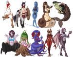  6+girls armlet bat_ears bat_girl black_hair black_sclera blue_hair blue_skin bracelet breastplate breasts carapace cat&#039;s_cradle centaur claws cleavage collage commentary competition_swimsuit compilation cup dalehan dark_skin demon_girl demon_wings drinking_glass dryad extra_eyes faulds full_body goggles goo_girl green_hair green_skin hair_over_one_eye harpy head_fins headdress holding holding_weapon insect_girl jewelry lamia large_breasts loincloth long_legs mermaid midriff monster_girl multiple_girls navel no_pupils nude one-piece_swimsuit original pale_skin pantyhose pauldrons plant_girl polearm purple_hair purple_skin red_eyes redhead rooster_comb scales scylla shell shell_bikini shield slime_girl smile spear spider_girl strapless succubus swimsuit tail tail_ornament talons tentacle two-tone_skin weapon wine_glass wings yellow_eyes 