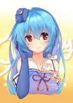  1girl 33_(mkiiiiii) absurdres artist_name bare_shoulders blue_hair dated elbow_gloves gloves hair_between_eyes happy_birthday hat highres long_hair looking_at_viewer mini_hat mouse quincy_(zhan_jian_shao_nyu) red_eyes ribbon smile solo upper_body very_long_hair zhan_jian_shao_nyu 