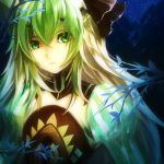  1girl animal_ears archer_of_red blonde_hair cat_ears fate/apocrypha fate_(series) green_eyes green_hair long_hair multicolored_hair night solo two-tone_hair very_long_hair wellow_ryu 