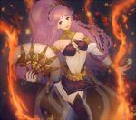  1girl braid breasts cleavage fire fire_emblem fire_emblem:_kakusei long_hair looking_at_viewer olivia_(fire_emblem) pink_hair smile solo violet_eyes 