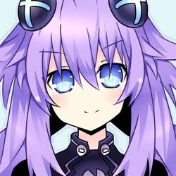  1girl blue_background blue_eyes choujigen_game_neptune eyebrows_visible_through_hair hair_between_eyes hair_ornament highres kisaragi_(kisaragi0930) long_hair looking_at_viewer neptune_(series) portrait purple_hair purple_heart shadow simple_background smile solo 