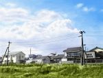  blue_sky car chain-link_fence clouds day fence grass ground_vehicle house motor_vehicle no_humans power_lines scenery sky t-3_design 