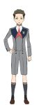  1boy brown_hair code:326 darling_in_the_franxx full_body hair_slicked_back hand_on_hip male_focus official_art open_mouth school_uniform shorts sock_garters socks solo 