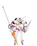  1girl android clenched_hand darling_in_the_franxx full_body lance mecha no_humans official_art pink_eyes polearm solo strelizia weapon 