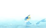  blue_eyes closed_mouth highres looking_afar looking_away no_humans partially_submerged pokemon pokemon_(creature) ryuma210 signature simple_background smile vaporeon water white_background 