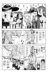  6+girls abukuma_(kantai_collection) aircraft_carrier_summer_hime battleship_hime battleship_summer_hime bismarck_(kantai_collection) comic commentary_request detached_sleeves european_hime greyscale hat highres hiyou_(kantai_collection) horns hyuuga_(kantai_collection) ise_(kantai_collection) itsumo_nokoru jun&#039;you_(kantai_collection) kantai_collection kitakami_(kantai_collection) monochrome multiple_girls peaked_cap pleated_skirt remodel_(kantai_collection) roma_(kantai_collection) satsuki_(kantai_collection) school_uniform serafuku shigure_(kantai_collection) sidelocks skirt slam_dunk straw_hat twintails yuudachi_(kantai_collection) 