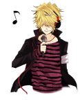  1boy bad_id bad_pixiv_id belphegor_(reborn) blonde_hair hair_over_eyes katekyo_hitman_reborn male_focus mmff06 shirt short_hair smile solo striped striped_shirt tiara 