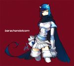  armor armored_dress barachan blue_hair horns lord_knight ragnarok_online red_background scarf solo 