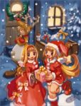  blonde_hair boots bow christmas long_hair marl_kingdom nippon_ichi reindeer_horns snow wings winter 