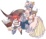  head_wings koakuma open_book patchouli_knowledge reading siskin touhou tripping 