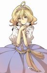  alice_margatroid bad_id blonde_hair hairband hands_together short_hair smile touhou urin wavy_hair yellow_eyes 