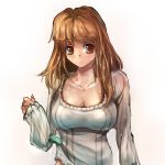  breasts brown_eyes brown_hair cleavage clothes_pin clothes_pins large_breasts long_hair suoni_(deeperocean) wet wet_clothes 