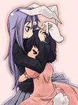  animal_ears bad_id black_hair blush bunny_ears bunny_tail business_suit dress ear_cleaning hug inaba_tewi long_hair mimikaki multiple_girls purple_hair rabbit_ears red_eyes reisen_udongein_inaba short_hair skirt tail touhou unipo 