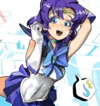  armpits arms_up bishoujo_senshi_sailor_moon blue blue_eyes blue_hair blush choker hoshi_kubi hoshikubi magical_girl mizuno_ami oekaki purple_hair sailor_mercury solo 