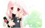  gayarou grass highres petals pink_hair red_eyes wallpaper 