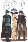  blue_eyes blue_hair cape doseisan fire_emblem fire_emblem:_souen_no_kiseki fire_emblem_path_of_radiance gloves hanokage headband ike kirby_(series) male marth mask meta_knight mother mother_(game) nintendo smile stacking super_smash_bros. tiara translated translation_request yellow_eyes 