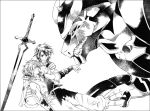  dragon injury kame_tora layna male monochrome monster nippon_ichi revya revya_(male) soul_cradle soul_nomad sword weapon 