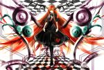  checkerboard head_wings headwings koakuma long_hair red_eyes red_hair redhead tomasu touhou very_long_hair 