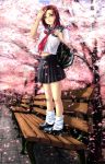  brown_hair cherry_blossoms jadeedge school_uniform short_hair socks 