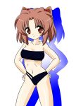 brown_eyes brown_hair hands_on_hips highres short_hair swimsuit twintails yamino_shinden 