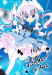  1girl :o animal_hat blue_bow blue_eyes blue_footwear blue_skirt blue_vest blush bow bunny_hat commentary_request frilled_skirt frills glove_bow gloves gochuumon_wa_usagi_desu_ka? hair_ornament happy_birthday hat head_tilt holding holding_spoon holding_wand kafuu_chino long_hair looking_at_viewer magical_girl massala pantyhose parted_lips puffy_short_sleeves puffy_sleeves purple_hair shirt shoes short_sleeves single_wing skirt solo standing standing_on_one_leg star tippy_(gochiusa) twintails very_long_hair vest wand white_gloves white_hat white_legwear white_shirt wings x_hair_ornament 
